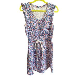 Cooperative Prairie Sleeveless Drawstring Strawberry Print Mini Dress M